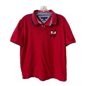 Tommy Hilfiger Men’s Red Polo Shirt Large Custom Fit Embroidered H Logo